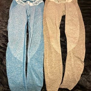 Gymshark flex leggings in great condition blue teal and olive green